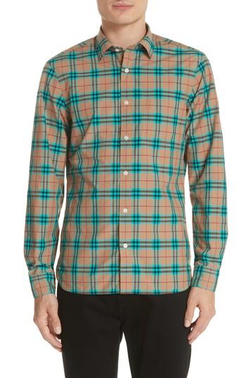 Men's Burberry Alexander Check Sport Shirt - Blue/green
