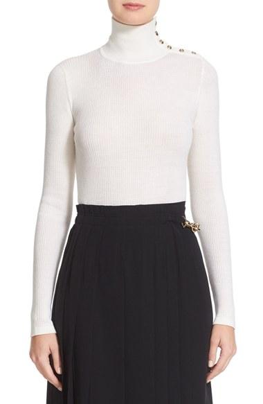 Women's Burberry Beavly Merino Wool Turtleneck Sweater - Ivory