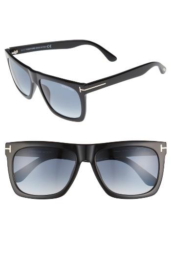 Women's Tom Ford Morgan 57mm Flat Top Sunglasses - Black/ Gradient Blue