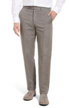 Men's Monte Rosso Flat Front Solid Cotton & Linen Trousers - Grey