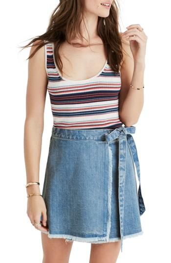 Women's Madewell Raw Hem Wrap Denim Skirt