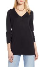 Women's Halogen Relaxed V-neck Sweater - Black