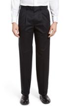 Men's Nordstrom Men's Shop Classic Smartcare(tm) Supima Cotton Pleated Trousers X 30 - Black