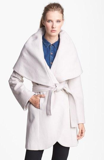 Tahari 'marla' Cutaway Wrap Coat With Oversized Collar (online Only)