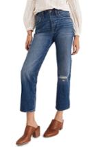 Women's Madewell Ripped Knee Classic Straight Jeans - Blue