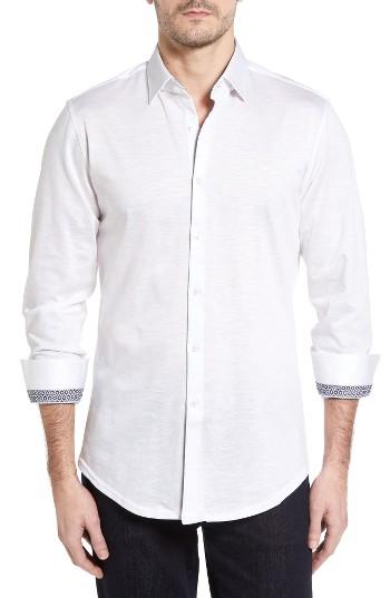 Men's Stone Rose Flame Knit Sport Shirt - White