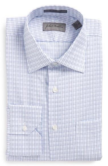 Men's John W. Nordstrom Traditional Fit Check Dress Shirt .5 32 - Blue