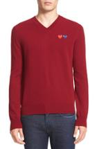 Men's Comme Des Garcons Play Wool Pullover - Red