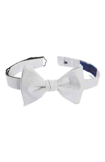 Men's David Donahue Dot Silk Bow Tie, Size - Grey