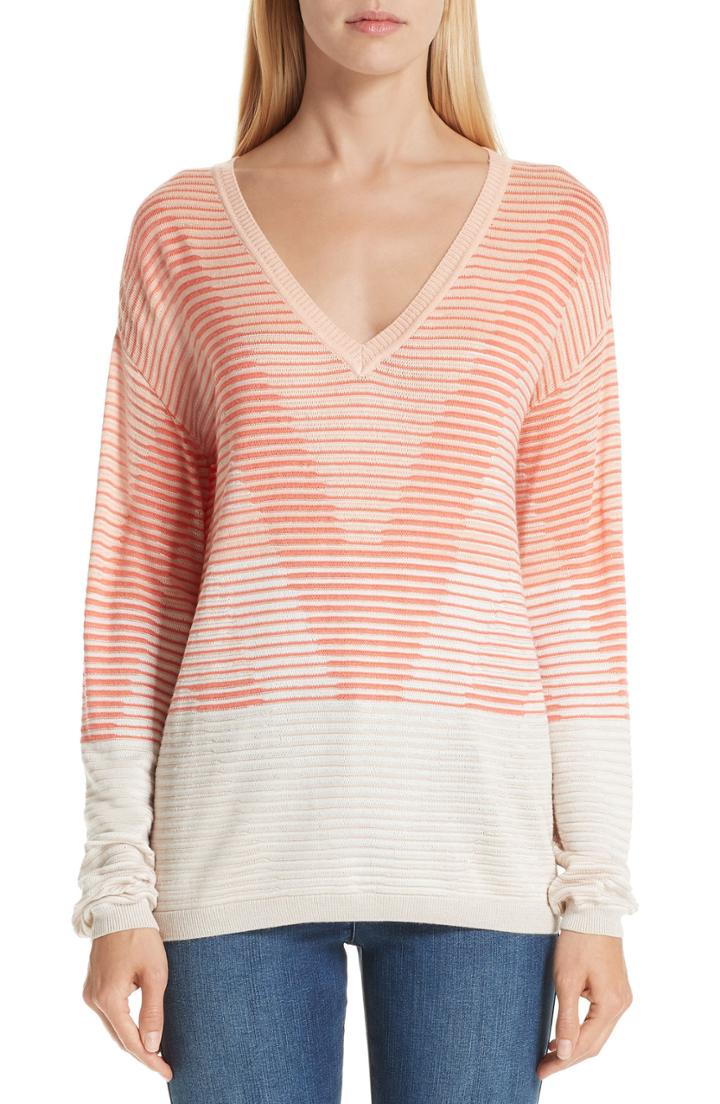 Women's St. John Collection Degrade Drop Needle Sweater, Size - Pink