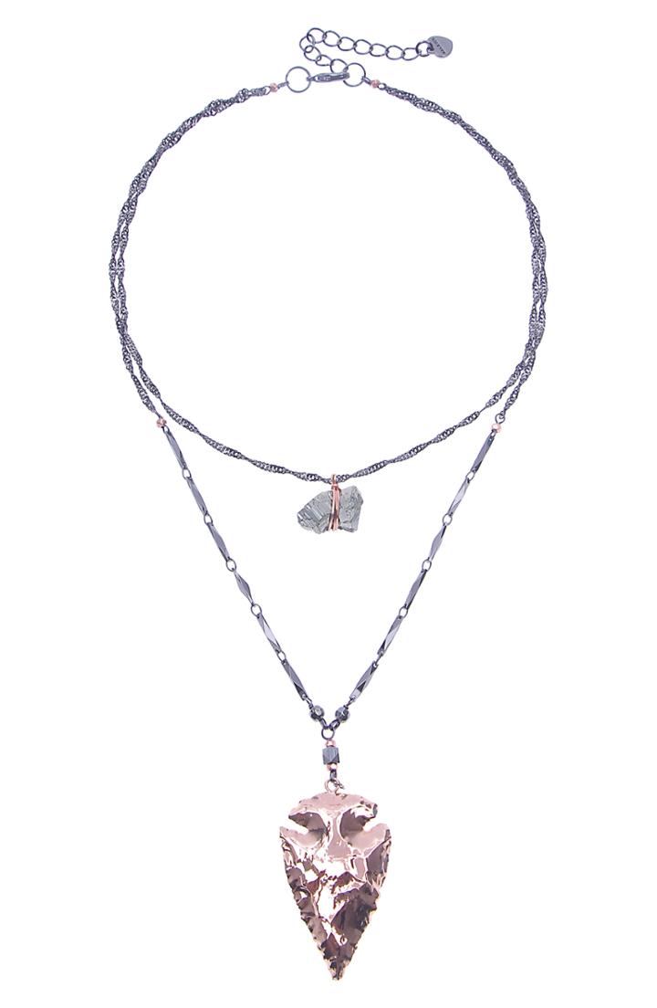 Women's Nakamol Design Two Layer Pyrite Necklace