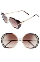 Women's Celine 56mm Round Sunglasses - Dark Brown/ Light Gold/ Brown