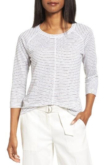 Women's Nordstrom Collection Stripe Linen Knit Top - Ivory