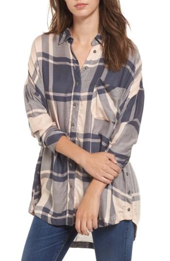 Women's Free People Oversized Plaid Tunic - Coral