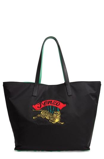 Kenzo Leaping Tiger Nylon Tote - Black