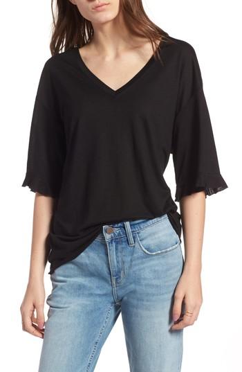 Women's Treasure & Bond Ruffle Trim Tee, Size - Black