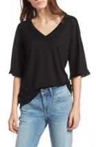 Women's Treasure & Bond Ruffle Trim Tee, Size - Black
