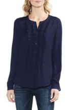 Women's Vince Camuto Ruffle Front Button Up Top, Size - Blue