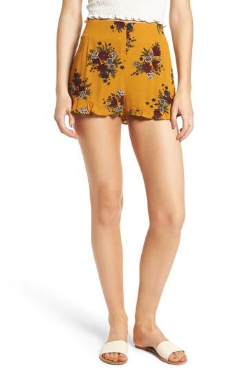 Women's Lira Clothing Theia Floral Ruffle Hem Shorts - Yellow