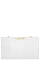 Milly Small Geo Debossed Leather Frame Clutch - White