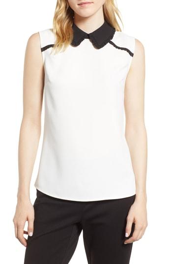 Women's Cece Ruffle Trim Collar Blouse, Size - White