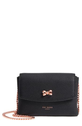 Ted Baker London Bow Leather Crossbody Bag - Black