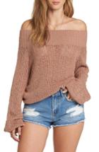 Women's Billabong Rolled Up Off The Shoulder Sweater - Brown