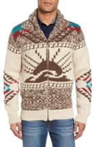 Men's Faherty Sun & Wave Cowichan Zip Front Cardigan - Brown