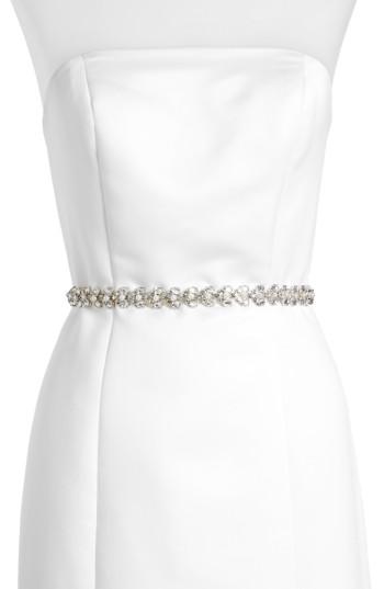 Women's Kate Spade New York Crystal & Imitation Pearl Belt - Cream/ Crystal/ Nickel