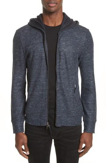 Men's John Varvatos Collection Cotton & Linen Zip Hoodie - Blue