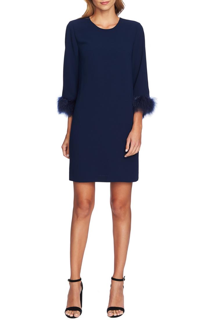 Women's Cece Feather Detail Crepe Dress - Blue