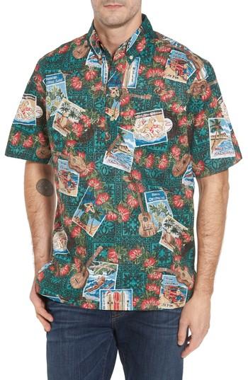 Men's Reyn Spooner Hawaiian Christmas 2017 Sport Shirt, Size - Green