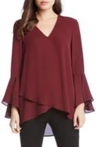 Women's Karen Kane Slit Sleeve High/low Top - Burgundy