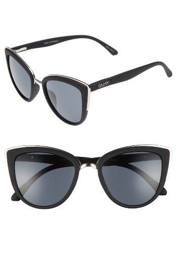 Women's Quay Australia 'my Girl' 50mm Cat Eye Sunglasses - Black/ Smoke Lens