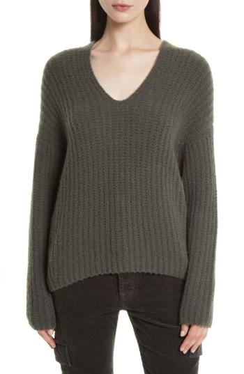 Women's Vince Deep V-neck Cashmere Blend Sweater - Green