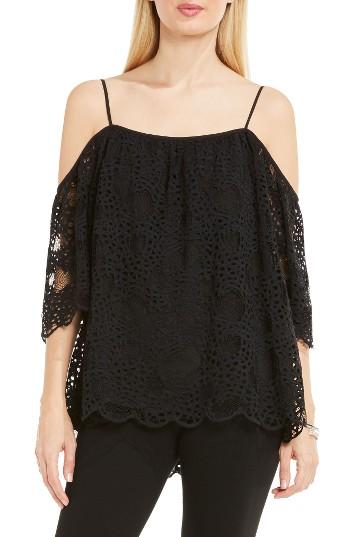 Women's Vince Camuto Off The Shoulder Lace Blouse, Size - Black