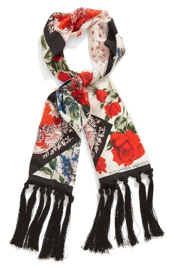 Women's Alexander Mcqueen Floral Silk Scarf, Size - Ivory