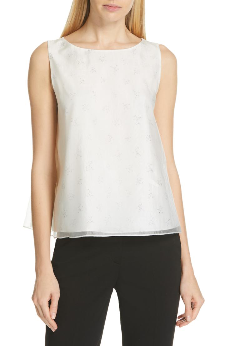 Women's Theory A-line Silk Blend Shell, Size - White