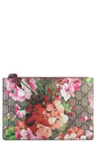 Gucci Small Gg Blooms Canvas & Leather Pouch - Beige