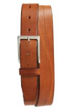 Men's Boss Simo Stitch Calfskin Leather Belt - Medium Brown
