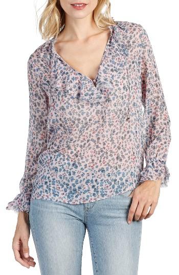 Women's Paige Fauna Ruffle Silk Blouse - Pink