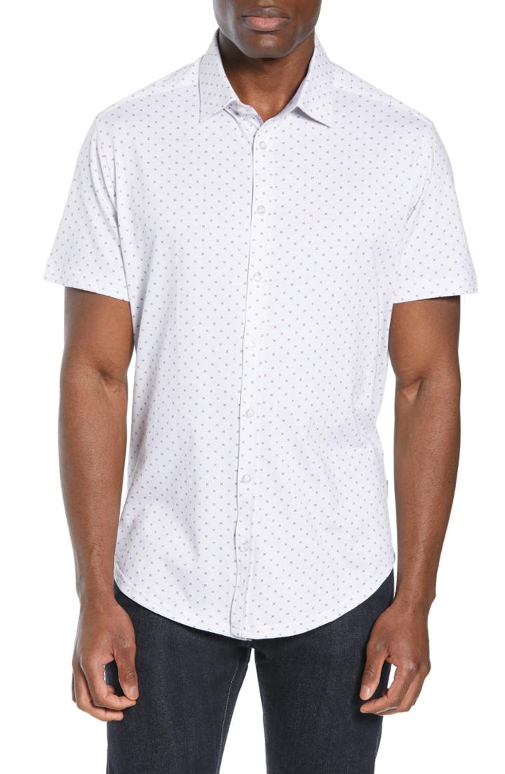 Men's Stone Rose Regular Fit Print Knit Sport Shirt - Purple