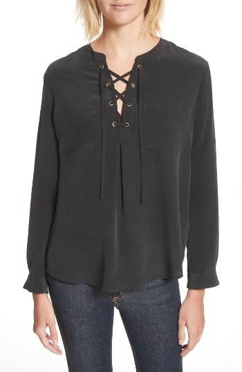 Women's Joie Bertine Silk Blouse - Black