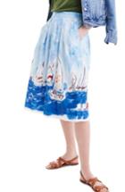 Women's J.crew Painted Regatta Midi Skirt, Size - Blue