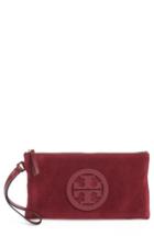 Tory Burch Charlie Suede Wristlet Clutch - Red