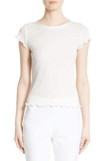 Women's Rag & Bone Dillon Silk Trim Cotton Tee - White