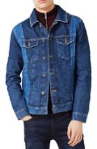 Men's Topman Two-tone Denim Jacket