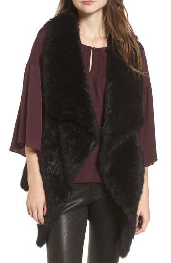 Women's Love Token Long Drape Genuine Rabbit Fur Vest
