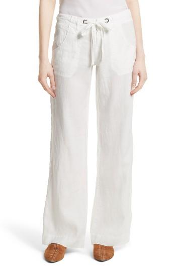 Women's Joie Wide Leg Linen Pants - White