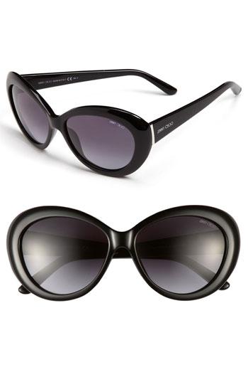 Jimmy Choo 'valentina' 57mm Cat's Eye Sunglasses Black/ Black/